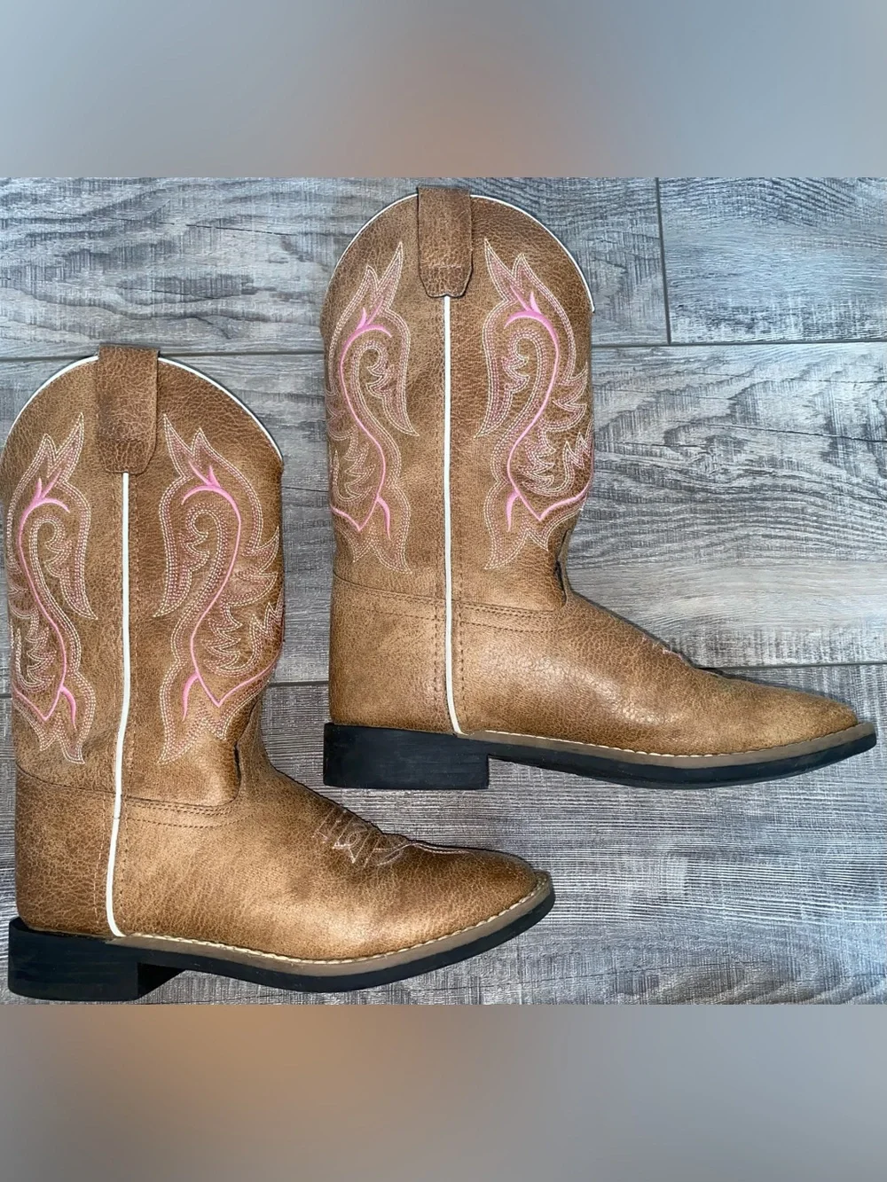 Shyanne Madison Pink Brown Tan White Cowgirl Western Boots Girl’s Size 4